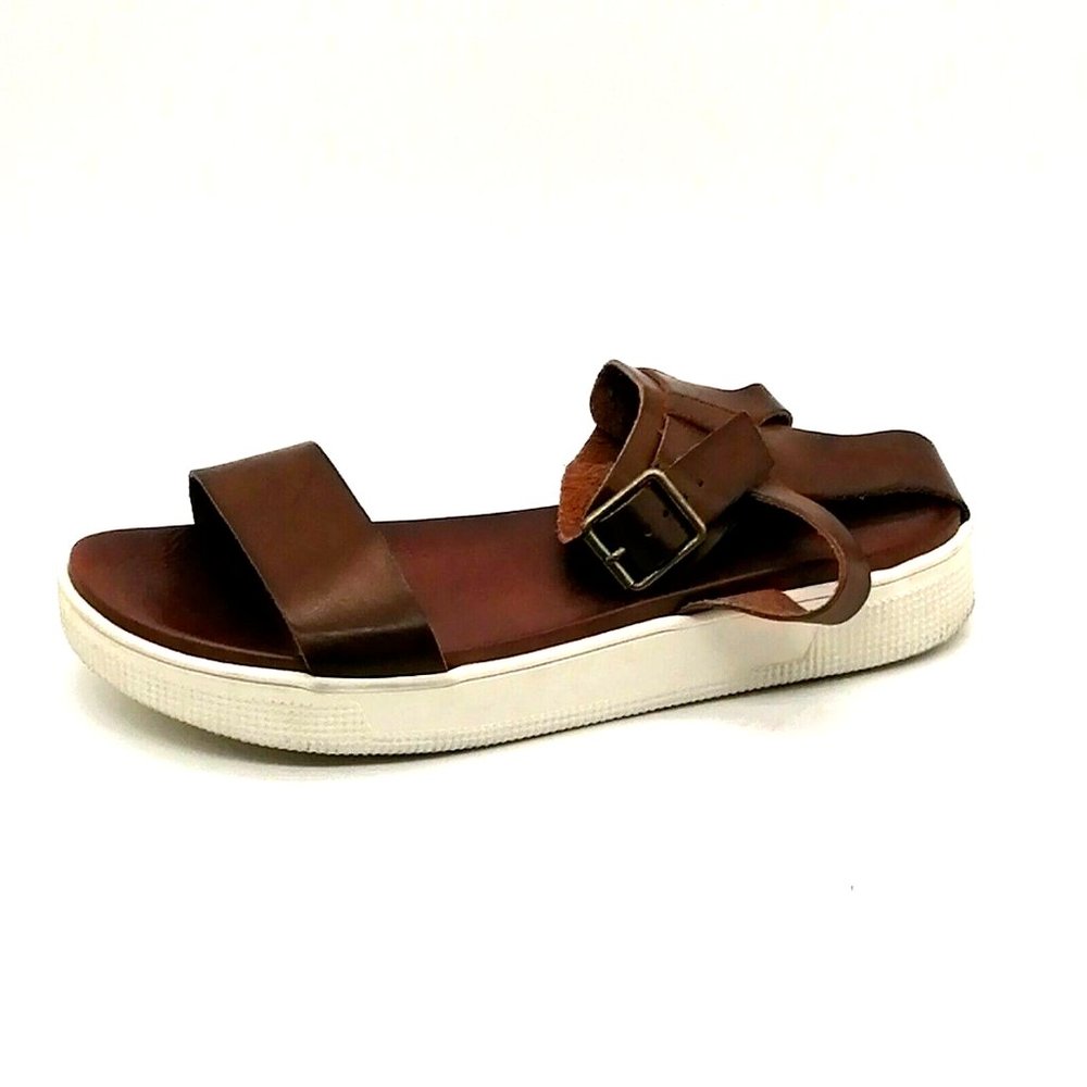 Mia Womens Platform Ankle Strap Sandal Cushioned Insole Brown Sz 6